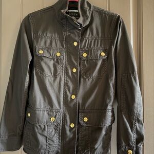J. Crew Olive Utility Jacket with Gold-Tone Buttons